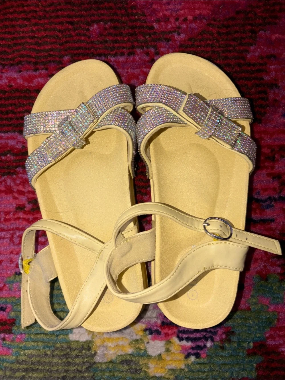 EUC Light Pink Girls' Sparkle Strap Sandals with Ankle Buckle